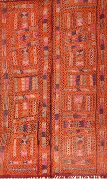 Afghan Kilim Red Rectangle 5x8 ft Wool Carpet 76446