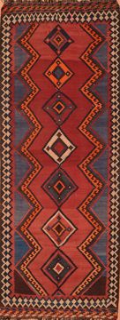 Afghan Kilim Red Runner 13 to 15 ft Wool Carpet 76447