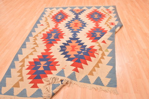 Kilim Blue Hand Knotted 51 X 83 Area Rug 100-76448 Image 1