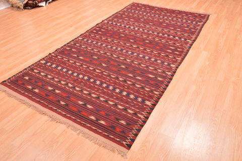 Kilim Red Runner Hand Knotted 410 X 98 Area Rug 100-76449 Image 2