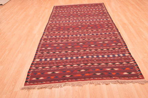 Kilim Red Runner Hand Knotted 410 X 98 Area Rug 100-76449 Image 3