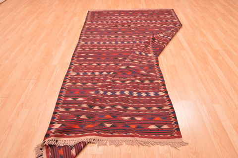 Kilim Red Runner Hand Knotted 410 X 98 Area Rug 100-76449 Image 5