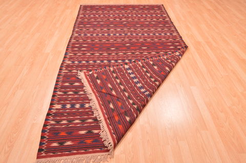 Kilim Red Runner Hand Knotted 410 X 98 Area Rug 100-76449 Image 6