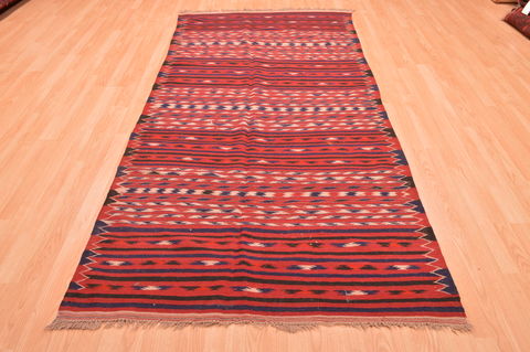 Kilim Red Runner Hand Knotted 45 X 91 Area Rug 100-76454 Image 1