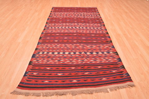 Kilim Red Runner Hand Knotted 45 X 91 Area Rug 100-76454 Image 2