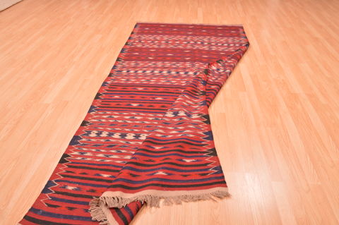 Kilim Red Runner Hand Knotted 45 X 91 Area Rug 100-76454 Image 4