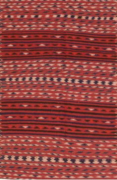 Afghan Kilim Red Runner 6 to 9 ft Wool Carpet 76454