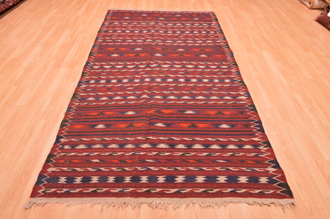 Kilim Red Hand Knotted 47 X 92 Area Rug 100-76456 Image 1