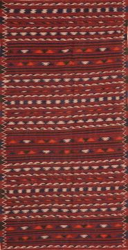Kilim Red Hand Knotted 4'7" X 9'2"  Area Rug 100-76456