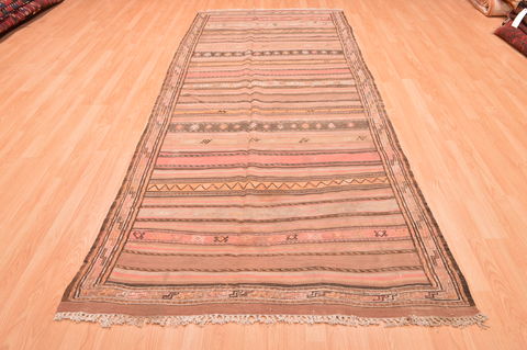 Kilim Brown Runner Hand Knotted 45 X 106 Area Rug 100-76459 Image 1