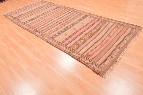 Kilim Brown Runner Hand Knotted 45 X 106 Area Rug 100-76459 Image 2