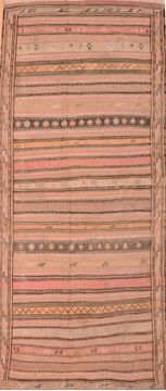 Afghan Kilim Brown Runner 10 to 12 ft Wool Carpet 76459