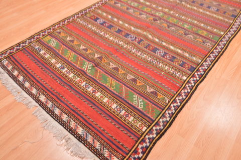 Kilim Green Runner Hand Knotted 50 X 107 Area Rug 100-76467 Image 5