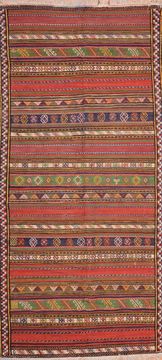 Afghan Kilim Green Runner 10 to 12 ft Wool Carpet 76467
