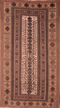 Kilim Brown Hand Knotted 5'1" X 9'0"  Area Rug 100-76469
