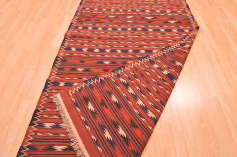 Kilim Red Runner Hand Knotted 48 X 96 Area Rug 100-76474 Image 3