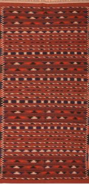 Kilim Red Runner Hand Knotted 4'8" X 9'6"  Area Rug 100-76474