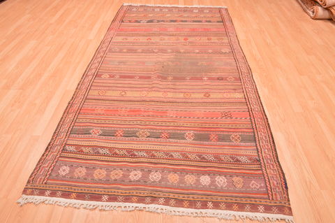 Kilim Red Hand Knotted 411 X 95 Area Rug 100-76480 Image 1