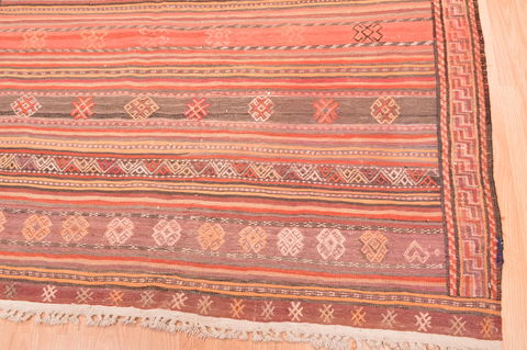 Kilim Red Hand Knotted 411 X 95 Area Rug 100-76480 Image 3