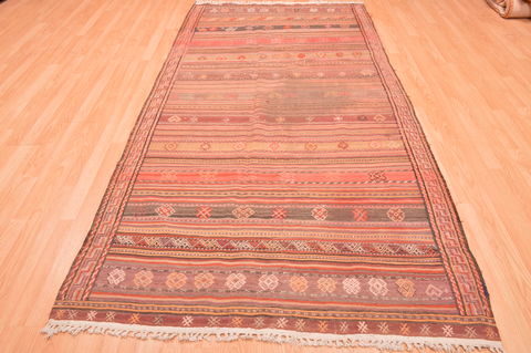 Kilim Red Hand Knotted 411 X 95 Area Rug 100-76480 Image 9