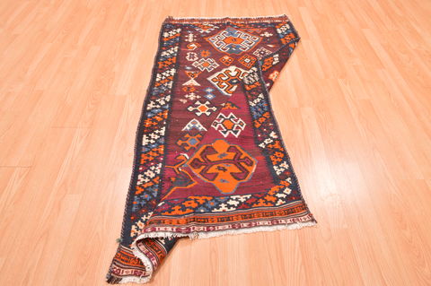 Kilim Red Hand Knotted 31 X 511 Area Rug 100-76484 Image 3