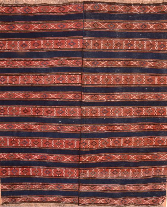 Kilim Red Hand Knotted 62 X 74 Area Rug 100-76488 Image 0