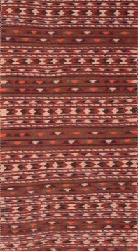 Kilim Red Hand Knotted 4'9" X 9'4"  Area Rug 100-76490