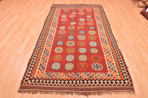 Kilim Red Hand Knotted 47 X 89 Area Rug 100-76491 Image 1