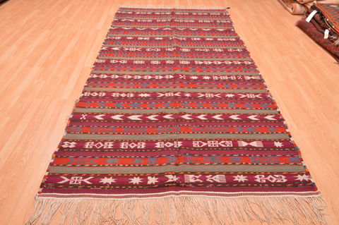 Kilim Red Runner Hand Knotted 411 X 911 Area Rug 100-76494 Image 3