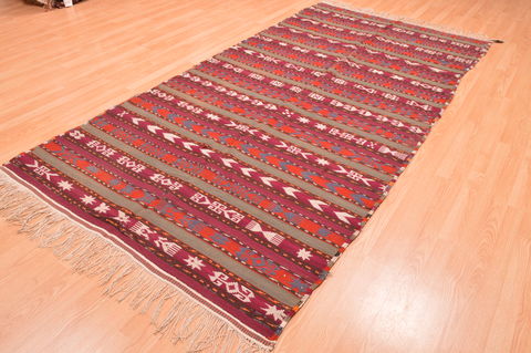 Kilim Red Runner Hand Knotted 411 X 911 Area Rug 100-76494 Image 4