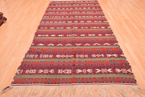 Kilim Red Runner Hand Knotted 411 X 911 Area Rug 100-76494 Image 5