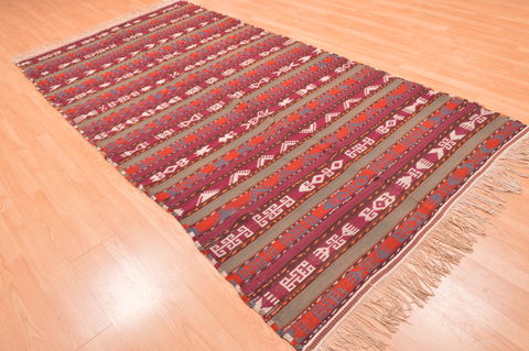 Kilim Red Runner Hand Knotted 411 X 911 Area Rug 100-76494 Image 6