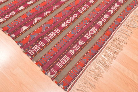 Kilim Red Runner Hand Knotted 411 X 911 Area Rug 100-76494 Image 7