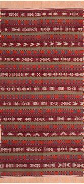Afghan Kilim Red Runner 10 to 12 ft Wool Carpet 76494