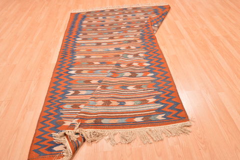Kilim Beige Hand Knotted 410 X 79 Area Rug 100-76495 Image 4