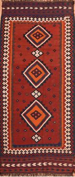 Afghan Kilim Brown Runner 10 to 12 ft Wool Carpet 76498