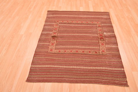 Kilim Brown Hand Knotted 42 X 51 Area Rug 100-76501 Image 1
