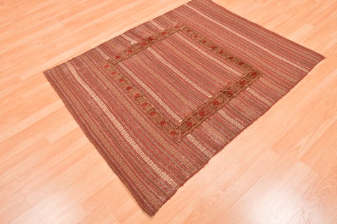 Kilim Brown Hand Knotted 42 X 51 Area Rug 100-76501 Image 7