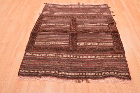 Kilim Brown Hand Knotted 42 X 50 Area Rug 100-76508 Image 2
