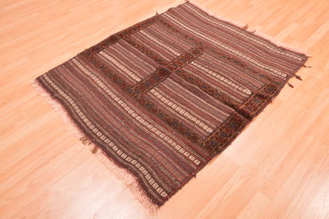 Kilim Brown Hand Knotted 42 X 50 Area Rug 100-76508 Image 3