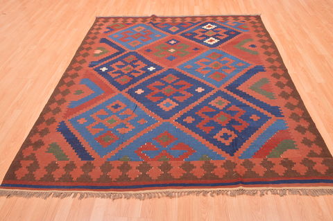 Kilim Brown Hand Knotted 66 X 79 Area Rug 100-76510 Image 1