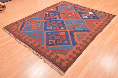 Kilim Brown Hand Knotted 66 X 79 Area Rug 100-76510 Image 2