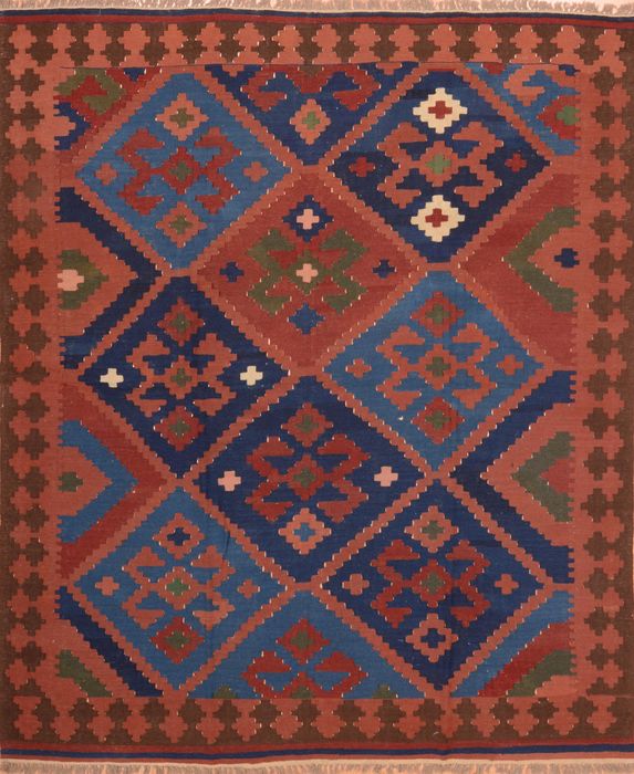 Kilim Brown Hand Knotted 66 X 79 Area Rug 100-76510 Image 0