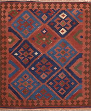 Kilim Brown Hand Knotted 6'6" X 7'9"  Area Rug 100-76510