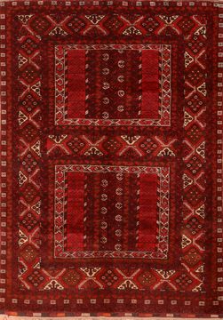 Afghan Khan Mohammadi Red Rectangle 6x9 ft Wool Carpet 76516