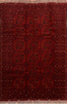 Afghan Khan Mohammadi Red Rectangle 7x9 ft Wool Carpet 76518
