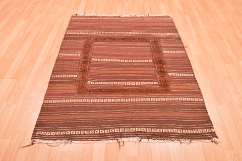 Kilim Brown Hand Knotted 38 X 47 Area Rug 100-76529 Image 3