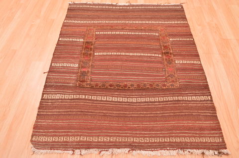 Kilim Brown Hand Knotted 38 X 47 Area Rug 100-76529 Image 5