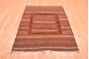 Kilim Brown Hand Knotted 38 X 47  Area Rug 100-76529 Thumb 3