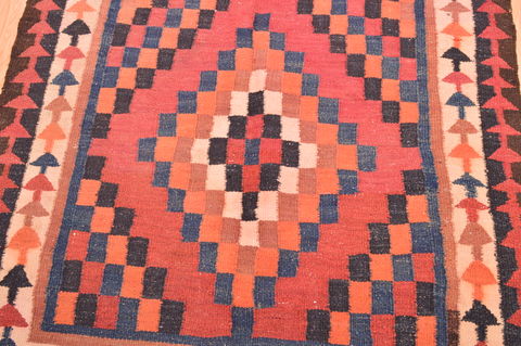 Kilim Red Runner Hand Knotted 49 X 106 Area Rug 100-76533 Image 4
